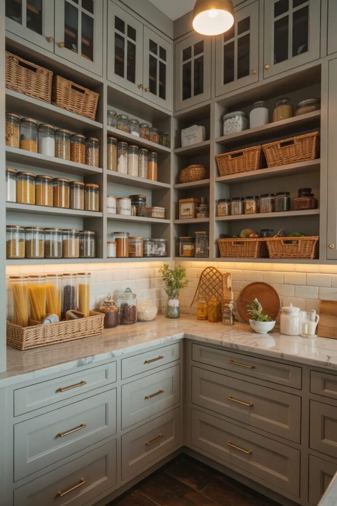 luxury farmhouse kitchen design ideas walk-in pantry
