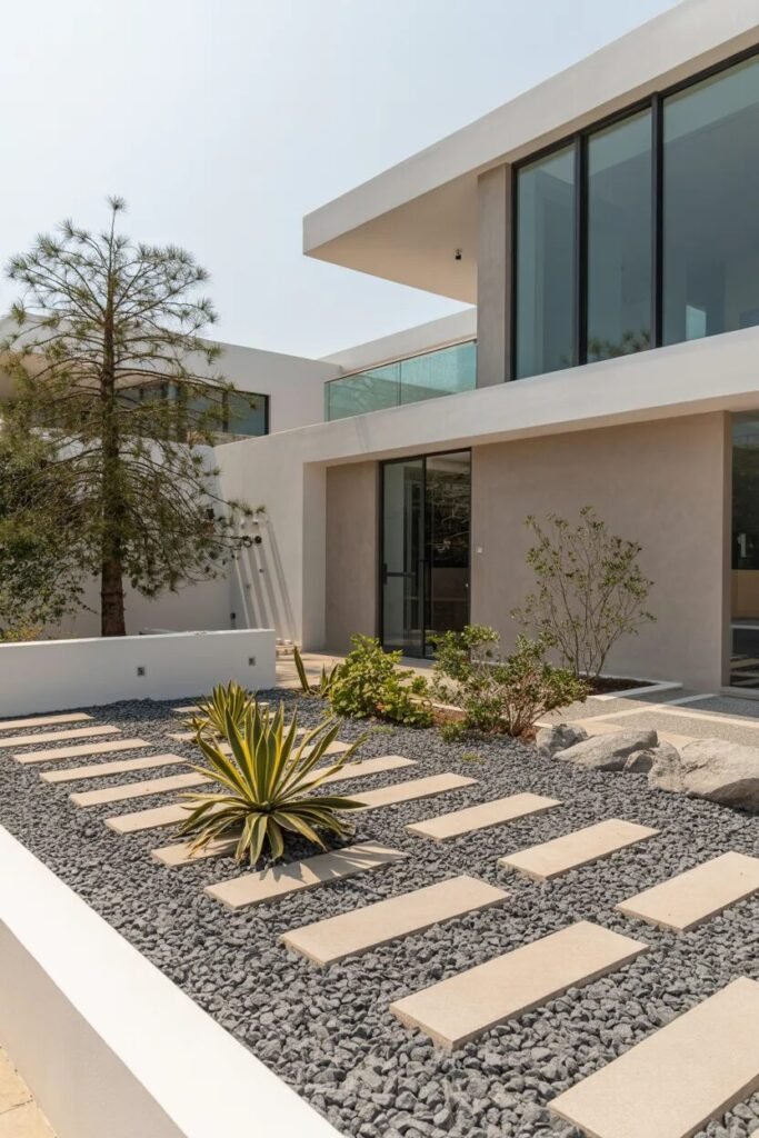 small front yard landscaping ideas gravel geometry
