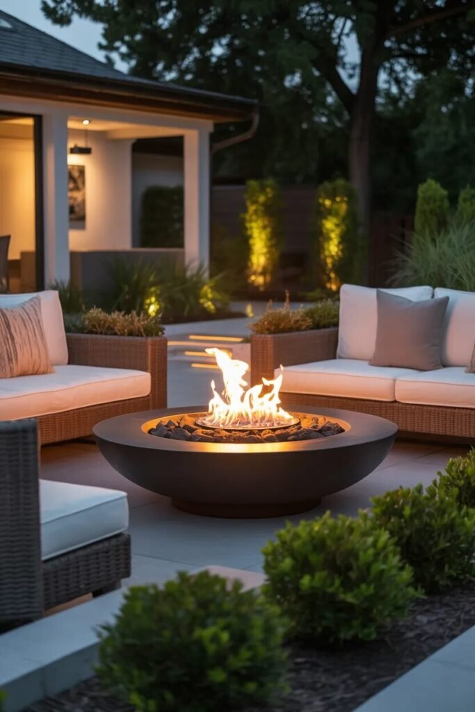 small front yard landscaping ideas fire feature