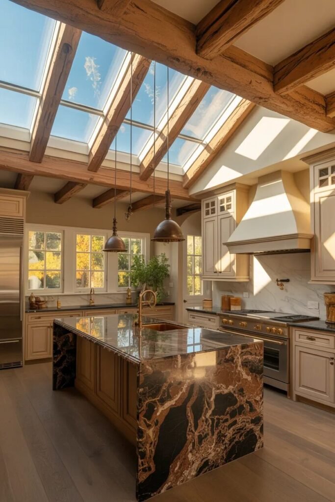 luxury farmhouse kitchen design ideas skylight