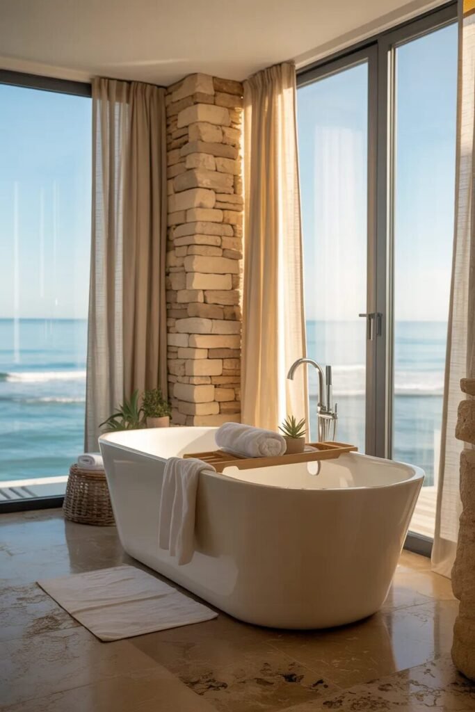 bathtub luxury coastal bathroom ideas