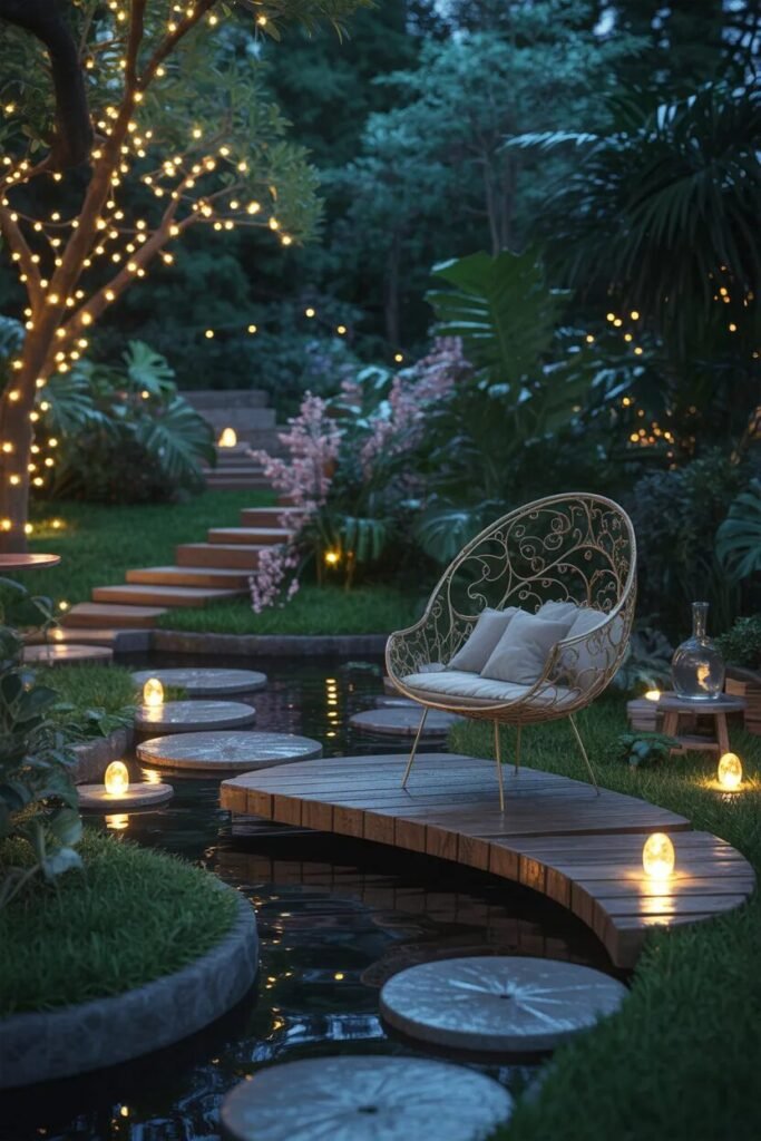20 fairy garden ideas floating lights