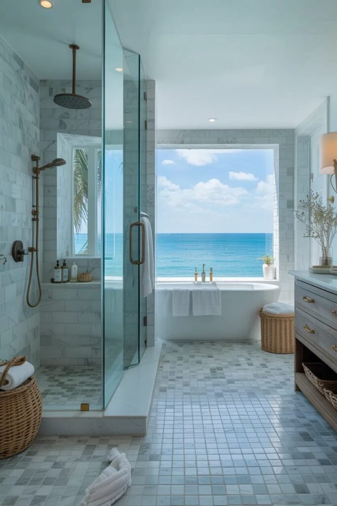 glass luxury coastal bathroom ideas