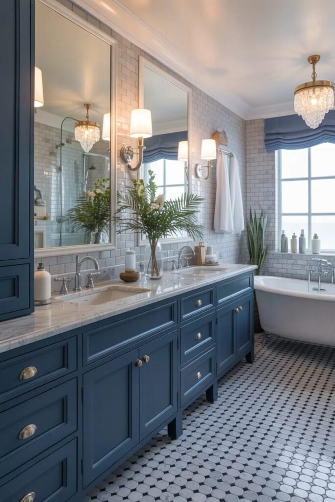 navy luxury coastal bathroom ideas