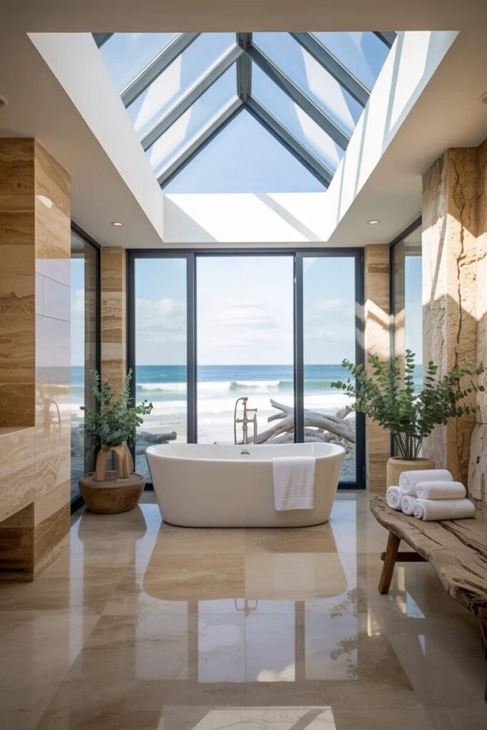 skylight luxury coastal bathroom ideas