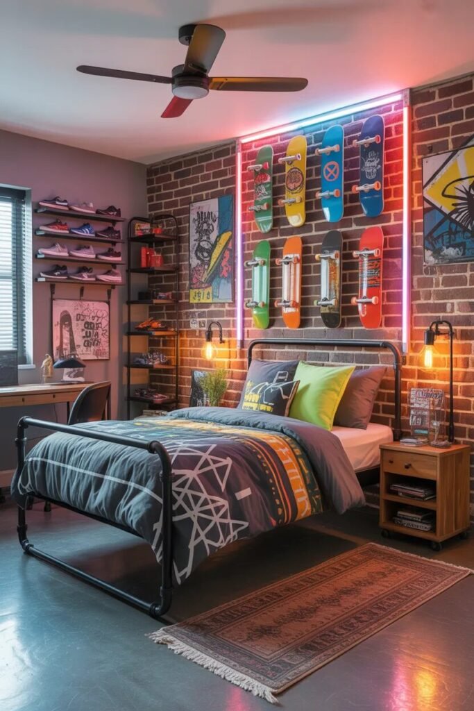 skateboard boys dorm room design