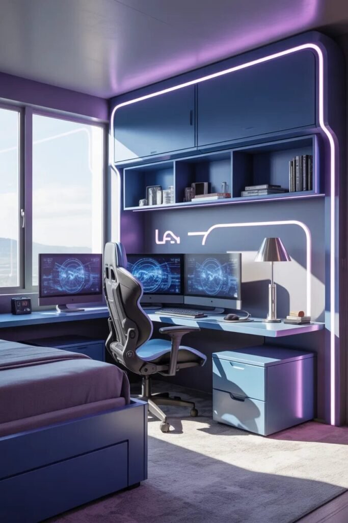 futuristic boys dorm room design