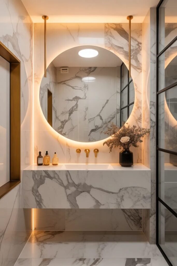 marble luxury half bathroom design