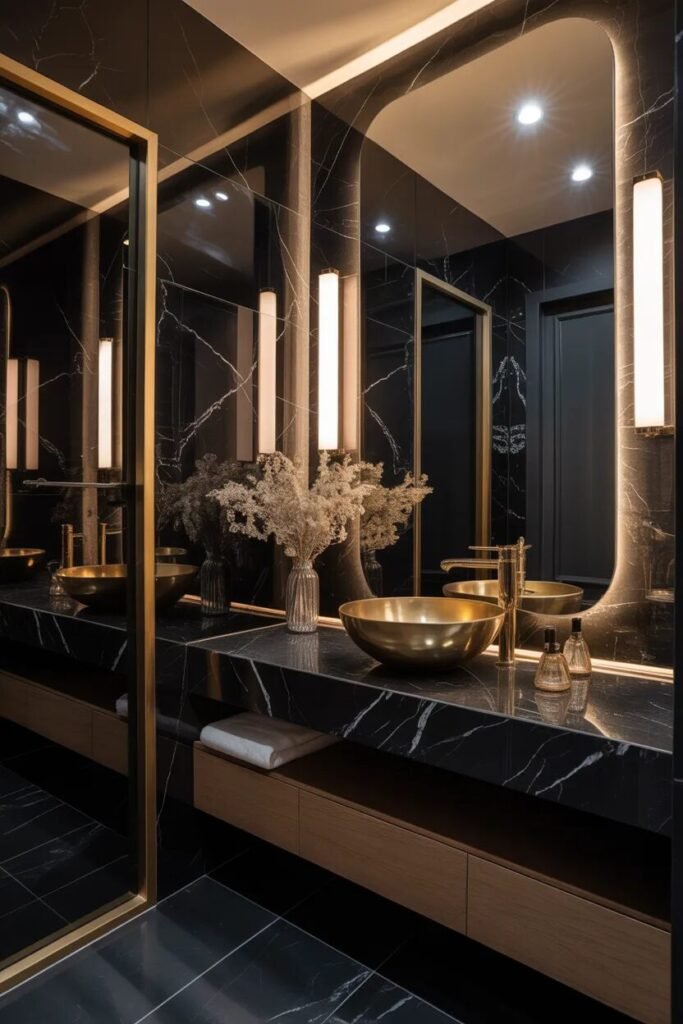 black luxury half bathroom design