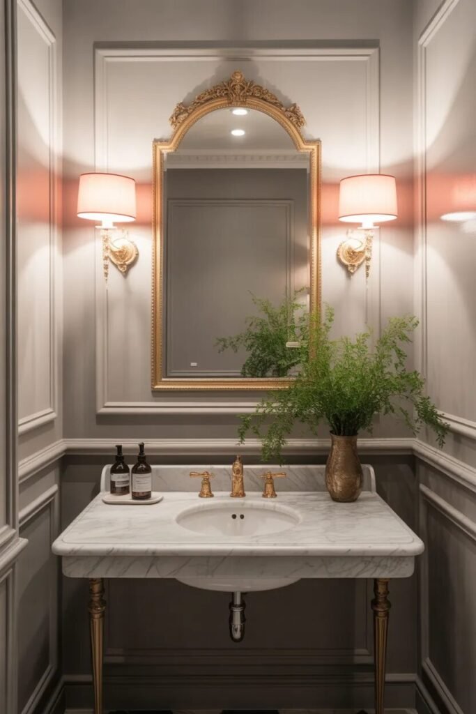 Parisian luxury half bathroom design