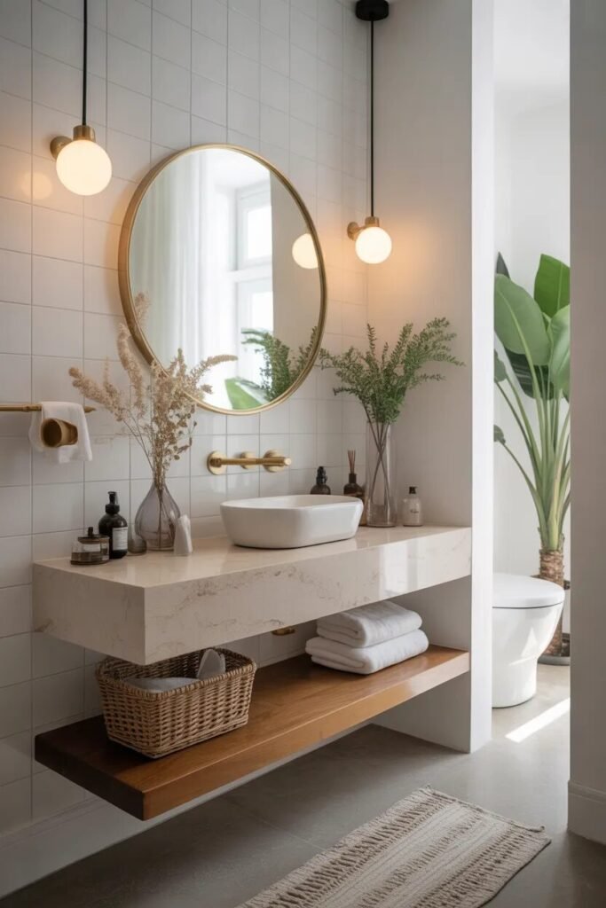 white luxury half bathroom design