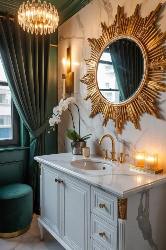 glam luxury half bathroom design