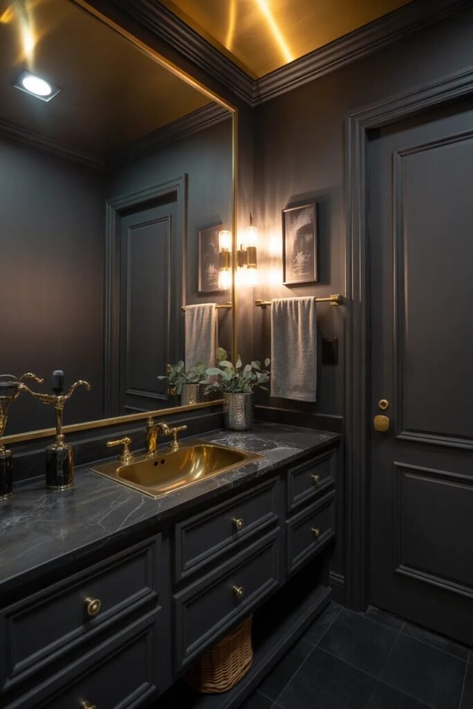 gold luxury half bathroom design