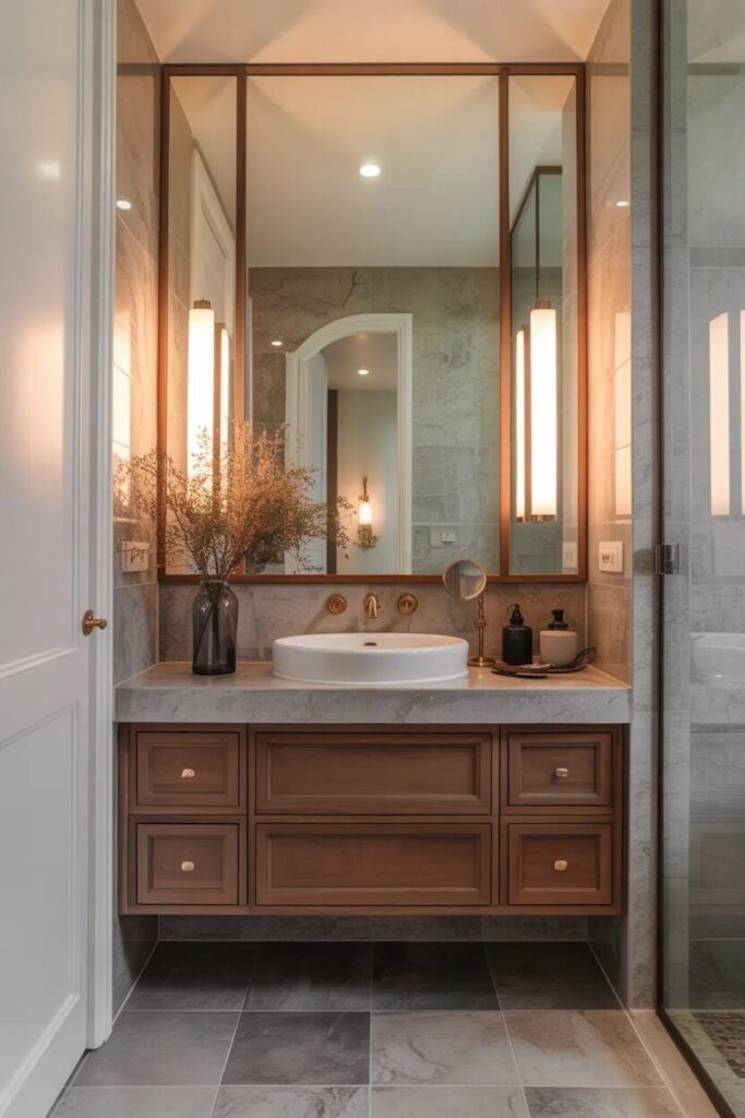 mirror luxury half bathroom design