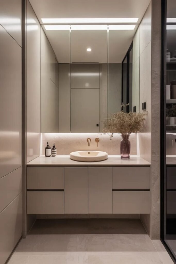 minimal luxury half bathroom design