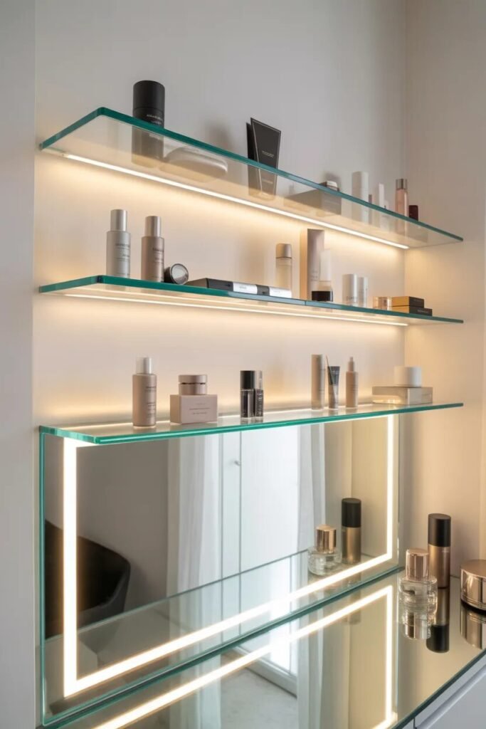 luxury vanity ideas glass shelves