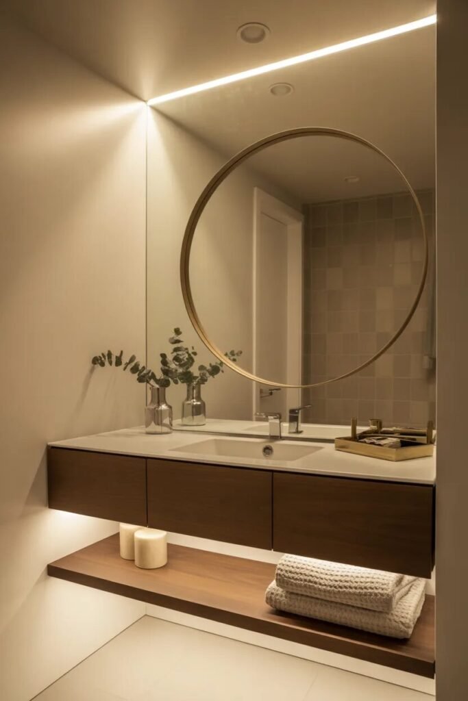compact luxury half bathroom design