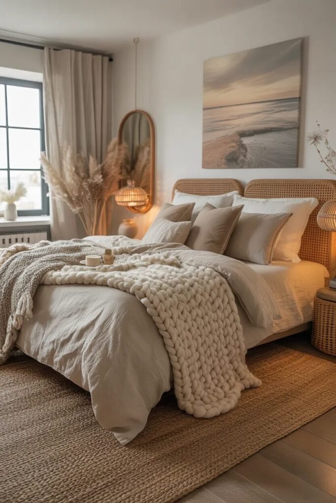 textured luxury coastal bedroom design