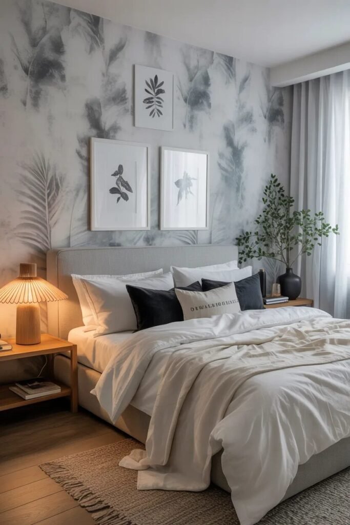 gray bedroom wallpaper design ideas