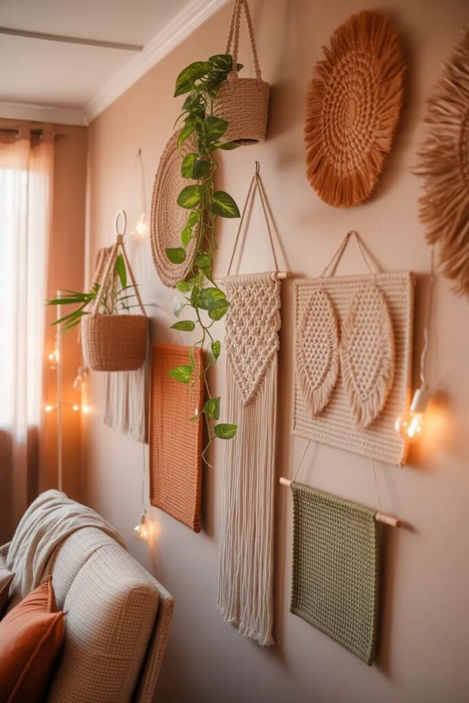 collage wall ideas for home decor boho macrame
