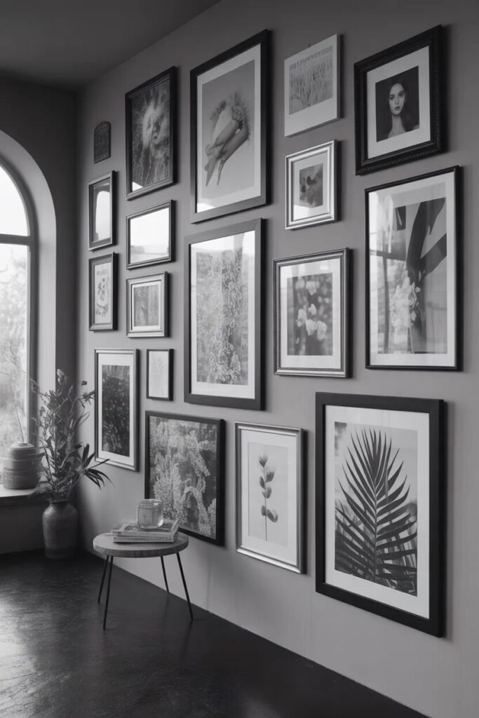 collage wall ideas for home decor black white