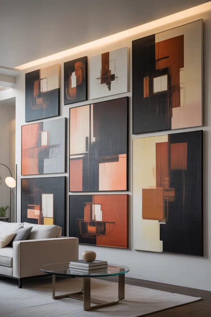 collage wall ideas for home decor abstract art