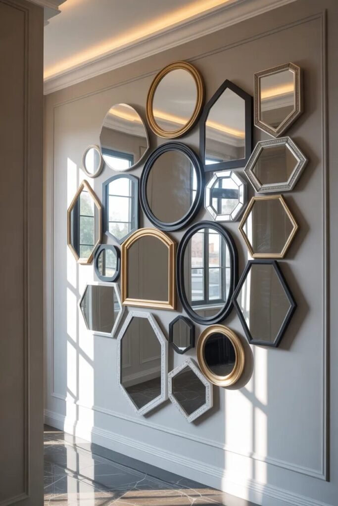 collage wall ideas for home decor mirror wall