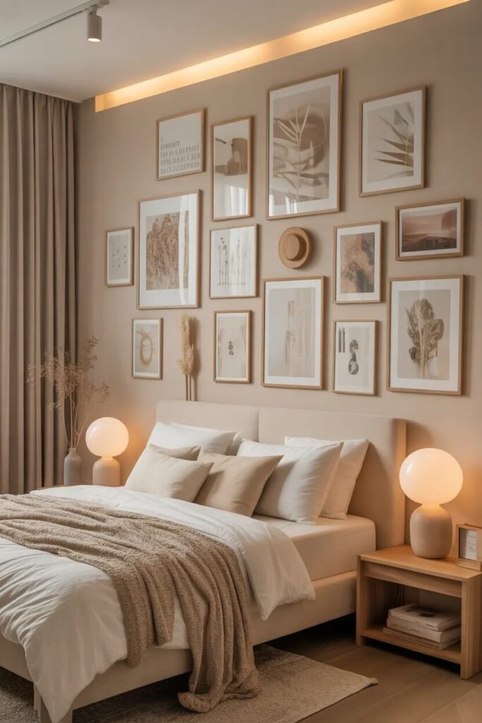 collage wall ideas for home decor beige aesthetic