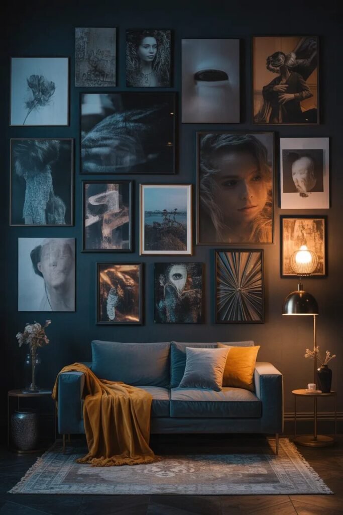 collage wall ideas for home decor dark moody