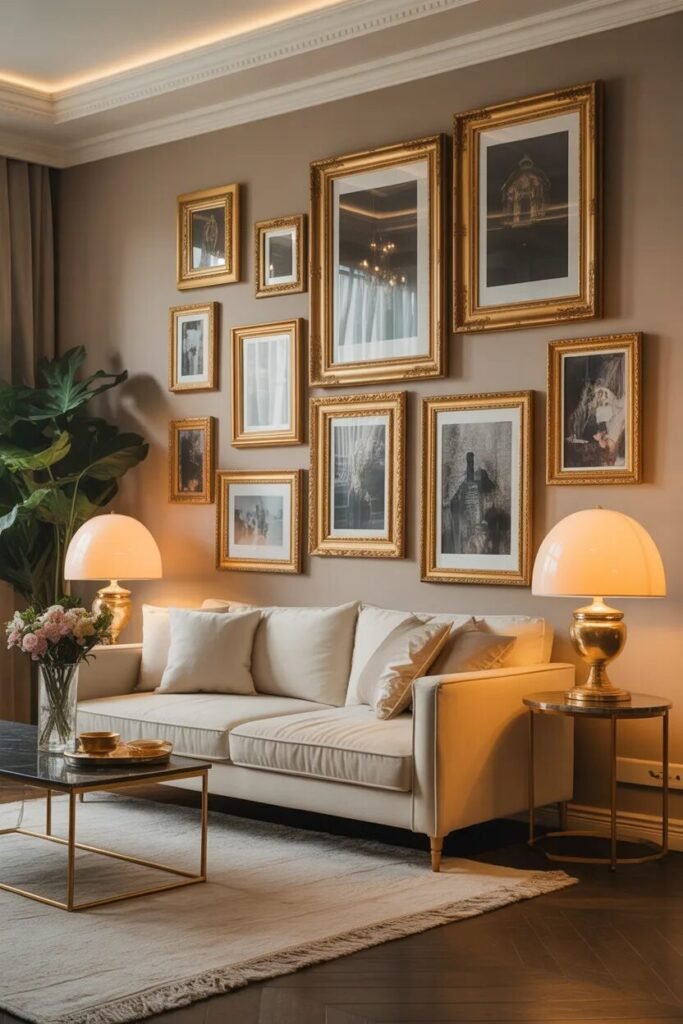collage wall ideas for home decor gold luxury