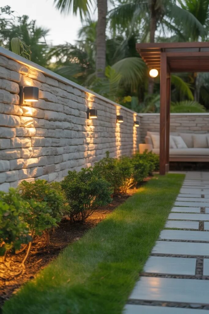 18 backyard fence ideas stone wall fence
