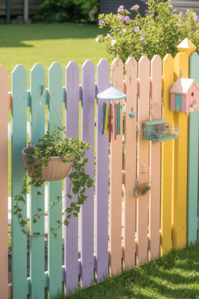 18 backyard fence ideas colorful painted fence