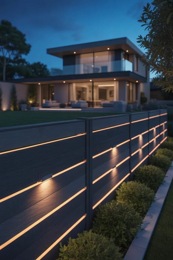 18 backyard fence ideas smart LED fence