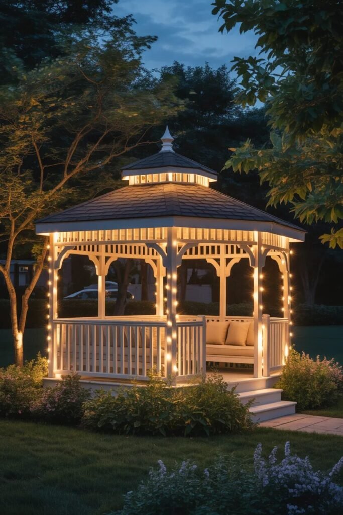 21 gazebo ideas for backyard solar lighting
