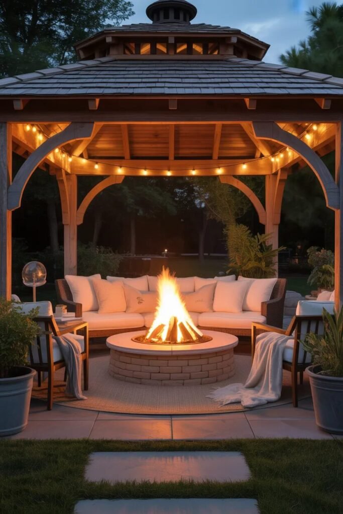 21 gazebo ideas for backyard fire pit cozy