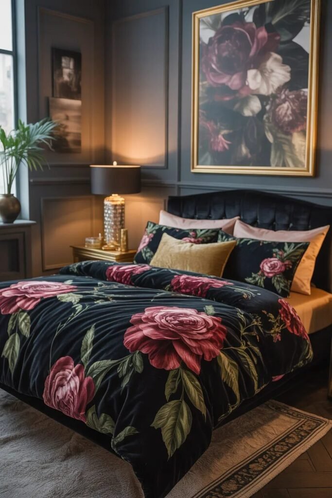 moody floral bedding ideas