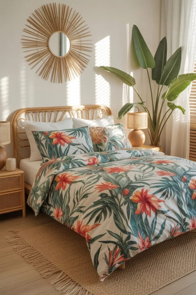 tropical floral bedding ideas