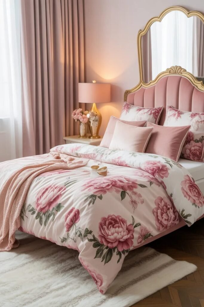 pink floral bedding ideas