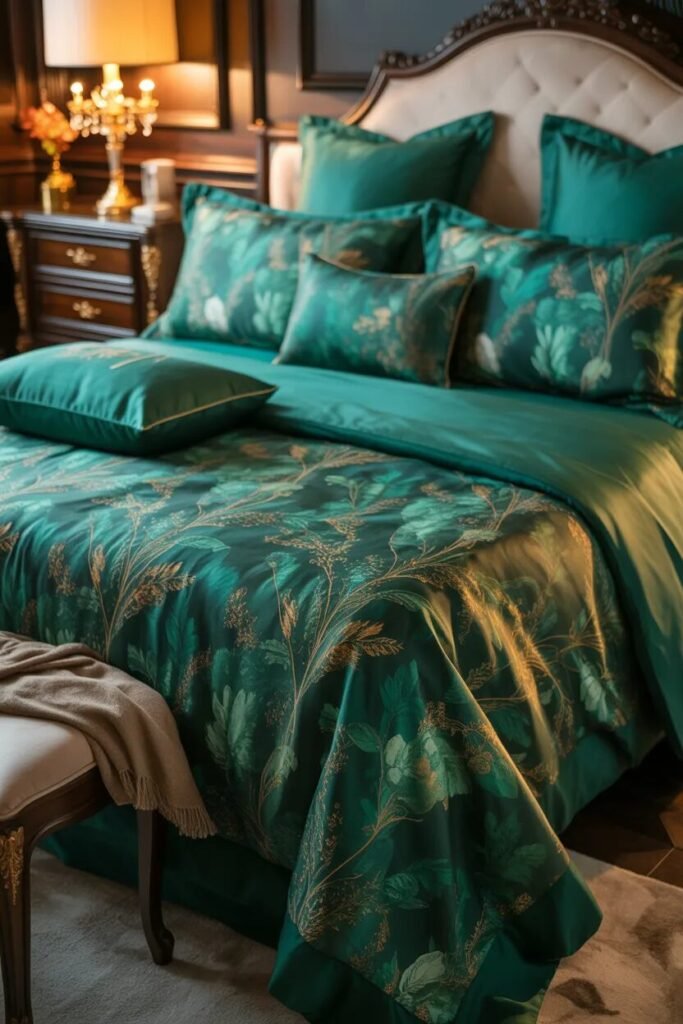 emerald floral bedding ideas
