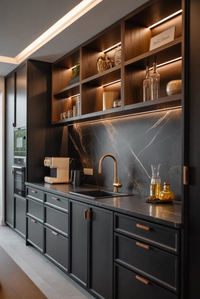 modern built in coffee bar ideas