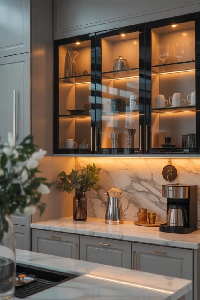 elegant built in coffee bar ideas