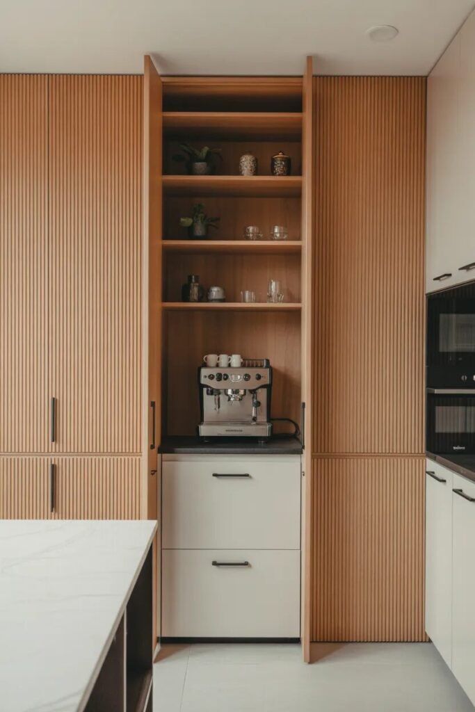 hidden built in coffee bar ideas