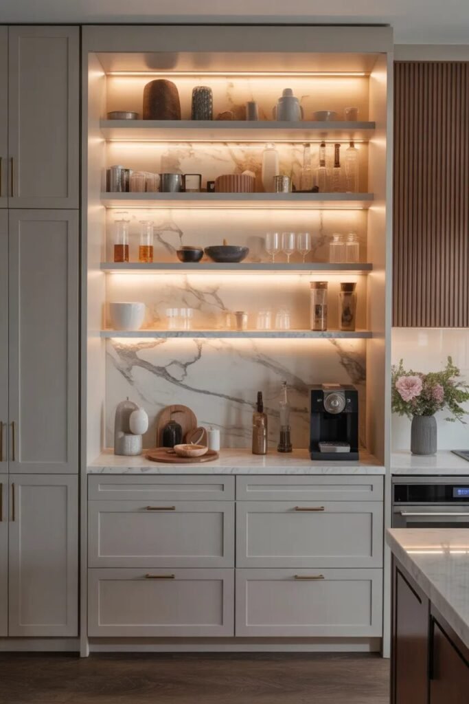 tall built in coffee bar ideas