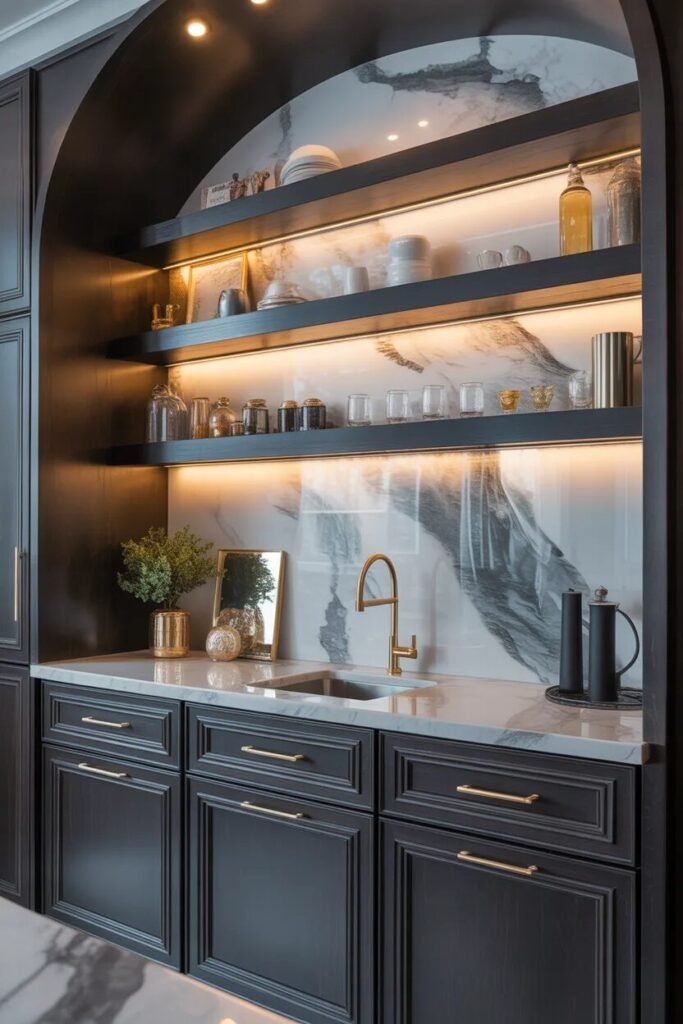 marble built in coffee bar ideas