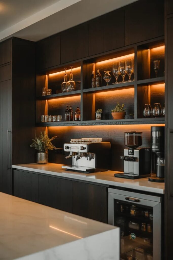 moody built in coffee bar ideas