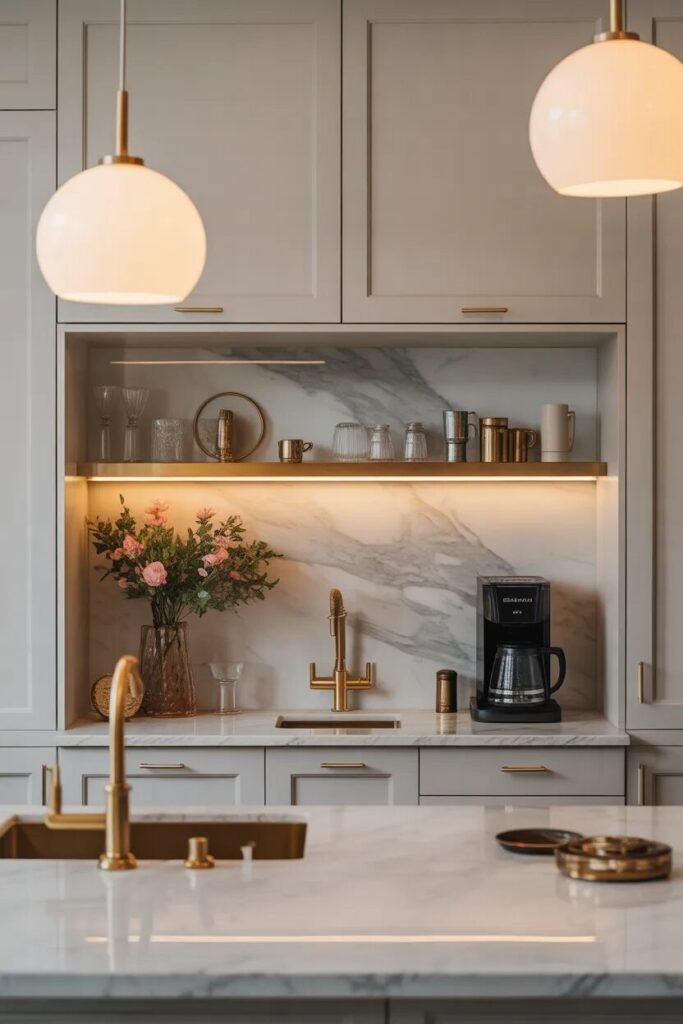 elegant built in coffee bar ideas