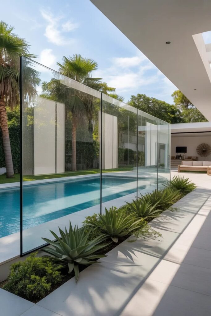 luxury garden fence ideas glass panel