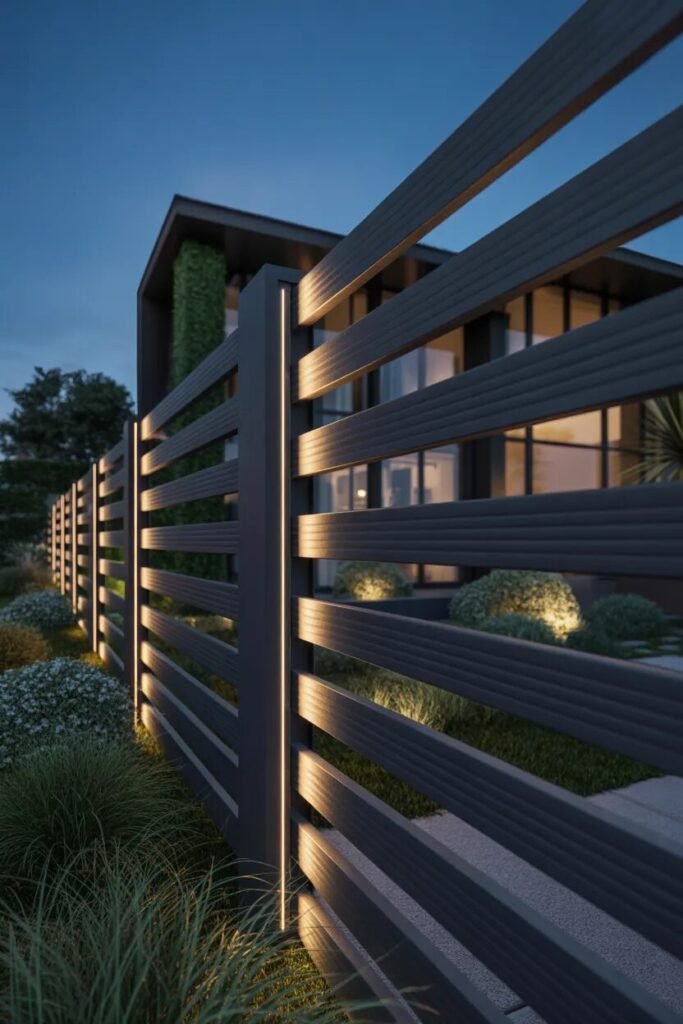luxury garden fence ideas LED lights