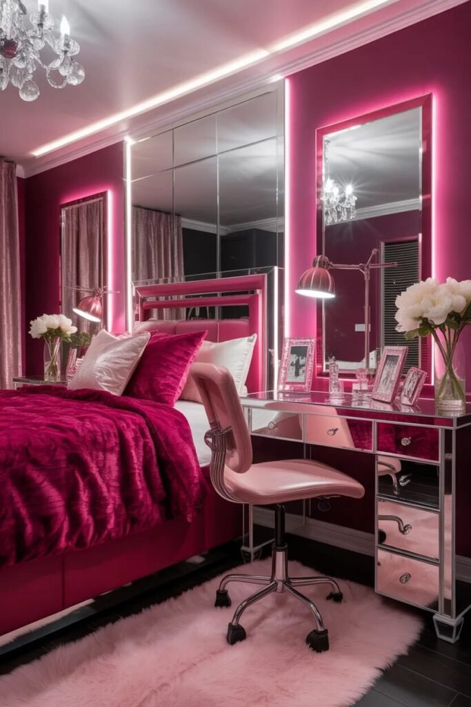 23 pink dorm room ideas 6 pink dorm room ideas Barbie luxe style