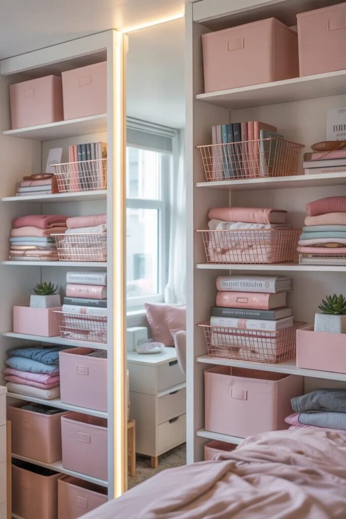 23 pink dorm room ideas 13 pink dorm room ideas smart storage system
